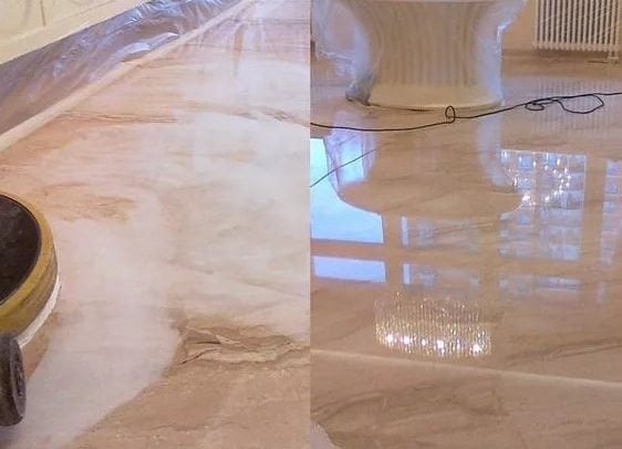 Пример работ по шлифовке мраморного пола